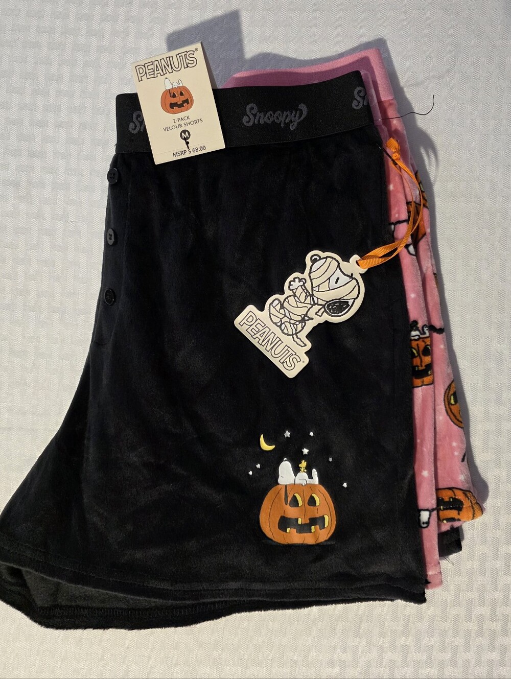 Peanuts Velour Womebs Short Set - Black & Pink